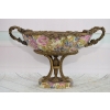 Kolorowa Patera Porcelanowa - Kwiaty - Wazon Amfora Porcelana + Brąz Ozdoba