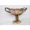 Kolorowa Patera Porcelanowa - Kwiaty - Wazon Amfora Porcelana + Brąz Ozdoba