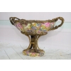 Kolorowa Patera Porcelanowa - Kwiaty - Wazon Amfora Porcelana + Brąz Ozdoba
