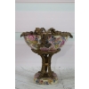 Kolorowa Patera Porcelanowa - Kwiaty - Wazon Amfora Porcelana + Brąz Ozdoba