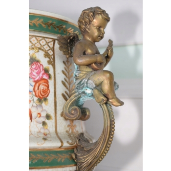 Porcelanowy Wazon - Waza Secesja - Porcelana + Brąz - Anioły Amory Prezent