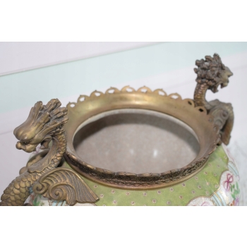 Kolorowy Wazon Porcelanowy - Waza Porcelana z Brązem - Smoki Lwy Dekoracja