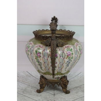 Kolorowy Wazon Porcelanowy - Waza Porcelana z Brązem - Smoki Lwy Dekoracja