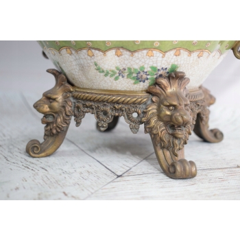Kolorowy Wazon Porcelanowy - Waza Porcelana z Brązem - Smoki Lwy Dekoracja