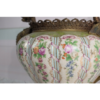 Kolorowy Wazon Porcelanowy - Waza Porcelana z Brązem - Smoki Lwy Dekoracja