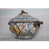 Porcelanowa Misa - Wazon Waza - Porcelana + Brąz - Sygn Kolorowe Zdobienia