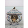 Porcelanowa Misa - Wazon Waza - Porcelana + Brąz - Sygn Kolorowe Zdobienia