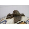 Porcelanowa Misa - Wazon Waza - Porcelana + Brąz - Sygn Kolorowe Zdobienia