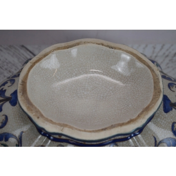 Porcelanowa Misa - Wazon Waza - Porcelana + Brąz - Sygn Kolorowe Zdobienia