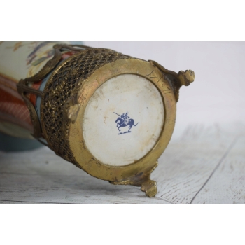 Pałacowy Porcelanowy Wazon - Waza - Porcelana + Brąz - Koliber - Prezent