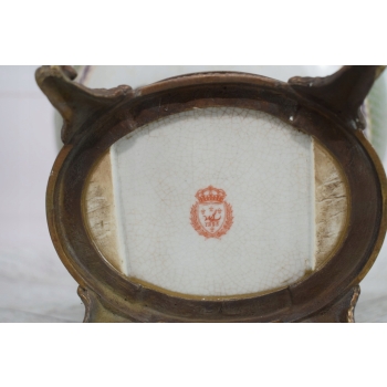 Patera Na Owoce - Porcelana + Brąz - Łabędź Kwiaty - Dekoracja Ozdoba Salon