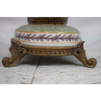 Patera Na Owoce - Porcelana + Brąz - Łabędź Kwiaty - Dekoracja Ozdoba Salon