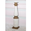 Biały Porcelanowy Świecznik - Porcelana + Brąz - Dekoracja Ozdoba - 65 cm