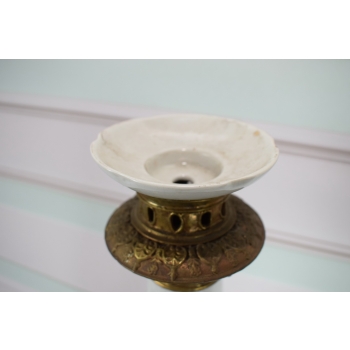 Biały Porcelanowy Świecznik - Porcelana + Brąz - Dekoracja Ozdoba - 65 cm