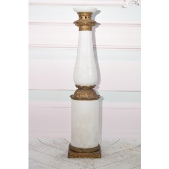 Biały Porcelanowy Świecznik - Porcelana + Brąz - Dekoracja Ozdoba - 65 cm