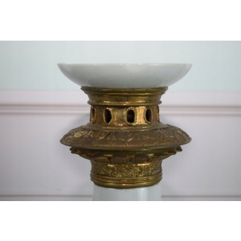 Biały Porcelanowy Świecznik - Porcelana + Brąz - Dekoracja Ozdoba - 65 cm