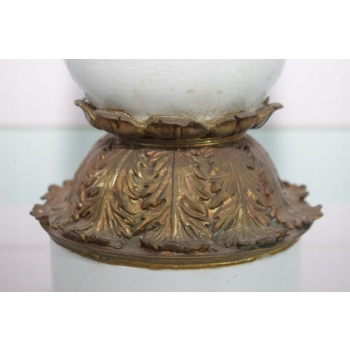 Biały Porcelanowy Świecznik - Porcelana + Brąz - Dekoracja Ozdoba - 65 cm