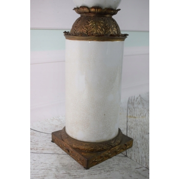 Biały Porcelanowy Świecznik - Porcelana + Brąz - Dekoracja Ozdoba - 65 cm