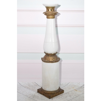 Biały Porcelanowy Świecznik - Porcelana + Brąz - Dekoracja Ozdoba - 65 cm