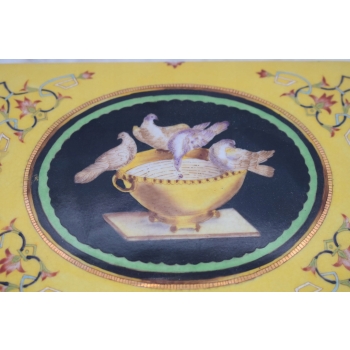 Muzealna Porcelanowa Szkatuła na Biżuterię - Żółta Porcelana + Brąz Ozdoba