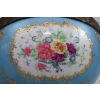 Niebieski Porcelanowy Wazon z Przykrywką Waza Secesja Porcelana Brąz Ozdoba