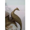 Biały Wazon Porcelanowy - Waza Porcelana z Brązem - Kogut Paw - Dekoracja