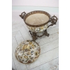 Biały Porcelanowy Wazon - Waza Misa Porcelana Brąz - Zdobienia Secesja Sygn