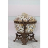 Biały Porcelanowy Wazon - Waza Misa Porcelana Brąz - Zdobienia Secesja Sygn