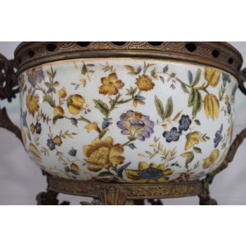 Biały Porcelanowy Wazon - Waza Misa Porcelana Brąz - Zdobienia Secesja Sygn