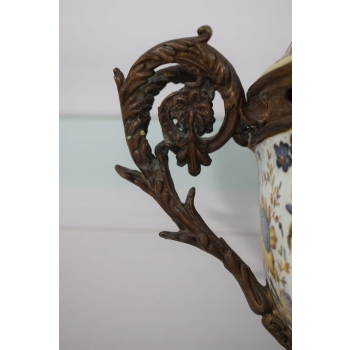 Biały Porcelanowy Wazon - Waza Misa Porcelana Brąz - Zdobienia Secesja Sygn