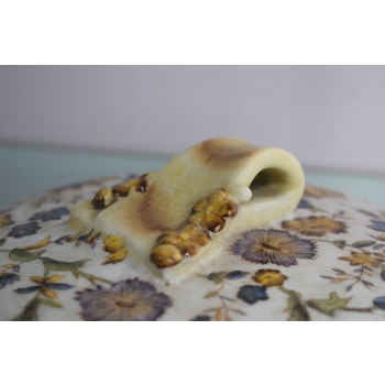 Biały Porcelanowy Wazon - Waza Misa Porcelana Brąz - Zdobienia Secesja Sygn