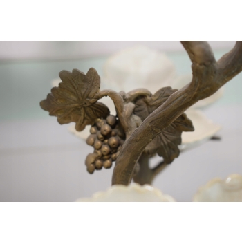 Piętrowa Porcelanowa Patera - Porcelana + Brąz - Papugi - Dekoracja Ozdoba
