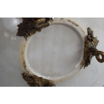 Piętrowa Porcelanowa Patera - Porcelana + Brąz - Papugi - Dekoracja Ozdoba