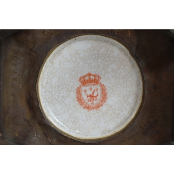 Porcelanowy Wazon - Waza Amfora - Porcelana + Brąz Ręcznie Malowana Ozdoba