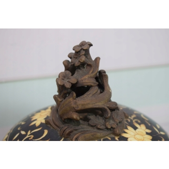 Nowoczesny Czarny Porcelanowy Wazon - Wazon Porcelana + Brąz - Dekoracja