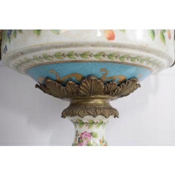 Muzealny Porcelanowy Wazon Amfora - Kwiaty Secesja Porcelana + Brąz Prezent