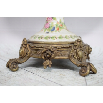 Muzealny Porcelanowy Wazon Amfora - Kwiaty Secesja Porcelana + Brąz Prezent