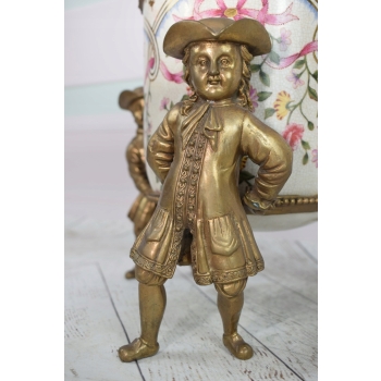 Porcelanowa Szkatuła - Waza - Porcelana + Brąz - Trzech Arystokratów Ozdoba