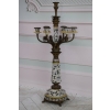 Pałacowy Świecznik z Porcelany - Secesja - Porcelana + Brąz - Kwiaty Ozdoba