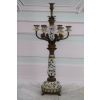 Pałacowy Świecznik z Porcelany - Secesja - Porcelana + Brąz - Kwiaty Ozdoba