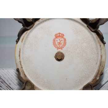 Pałacowy Świecznik z Porcelany - Secesja - Porcelana + Brąz - Kwiaty Ozdoba