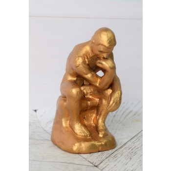 Żeliwna Figura Myśliciel - Zamyślony Człowiek - Vintage Rzeźba Posąg Rodin