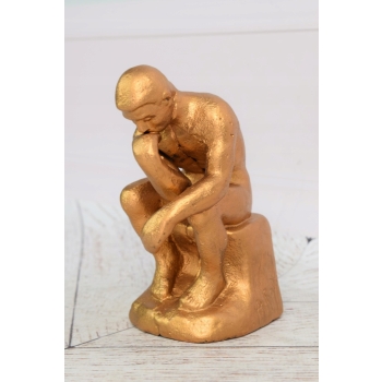 Żeliwna Figura Myśliciel - Zamyślony Człowiek - Vintage Rzeźba Posąg Rodin