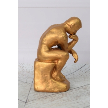 Żeliwna Figura Myśliciel - Zamyślony Człowiek - Vintage Rzeźba Posąg Rodin