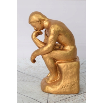 Żeliwna Figura Myśliciel - Zamyślony Człowiek - Vintage Rzeźba Posąg Rodin