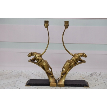 2 x Świeczniki z Brązu - Jaguar - Pantery Gepard - Dekoracja Prezent Ozdoba