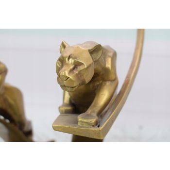 2 x Świeczniki z Brązu - Jaguar - Pantery Gepard - Dekoracja Prezent Ozdoba