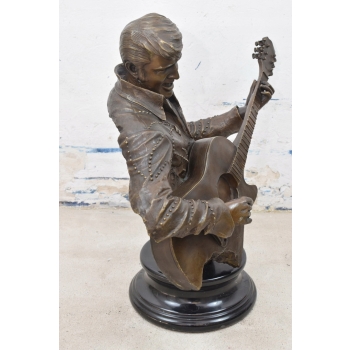 Elvis Presley Grający Na Gitarze - Muzyk Popiersie - Figura z Brązu Ozdoba