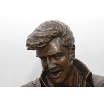 Elvis Presley Grający Na Gitarze - Muzyk Popiersie - Figura z Brązu Ozdoba