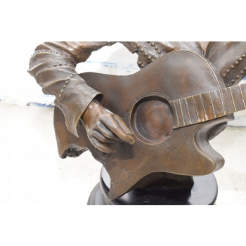 Elvis Presley Grający Na Gitarze - Muzyk Popiersie - Figura z Brązu Ozdoba